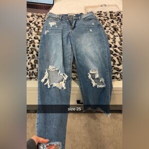 Distressed Blue Jeans